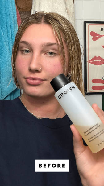 Allure social media manager Katherine Gunderman before using the Crown Affair The Volumizing Shampoo